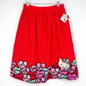 NWT ModCloth X Hello Kitty Skirt Sz 8 Red‎ Pink Candy Hearts Valentine's Day